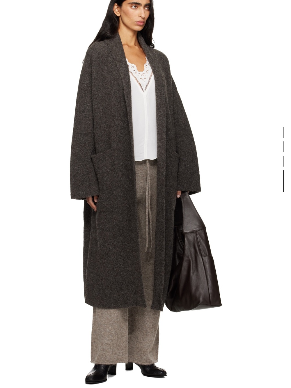Lauren Manoogian Charcoal Gray Double Face Long Coat